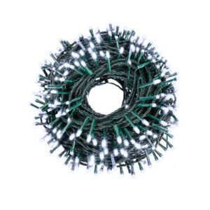 CORDAO 8M 100LED BCO FRIO FIO VERDE 8F