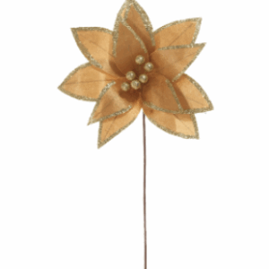 FLOR NATALINA 27CM DOURADA GLITTER
