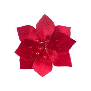 FLOR NATALINA 20CM VELUDO VERMELHA