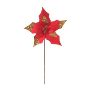 FLOR NATALINA 25CM VERMELHA CDOURADA