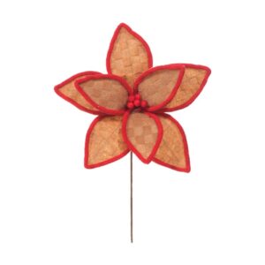 FLOR NATALINA 30CM NATURAL E VERMELHA