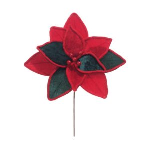 FLOR NATALINA 30CM VERMELHA E VERDE