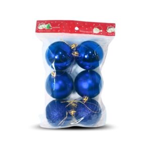 JG BOLA 6CM C/6PCS AZUL BRILH MAT/GLITT