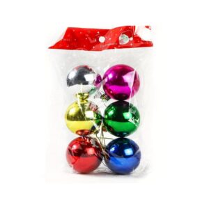 JG BOLA C/6PCS COLORIDA BRILHANTE 6CM