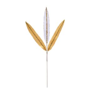 RAMO NATALINO DOURADO E BRANCO 52CM